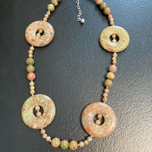 925 Silver Jasper‎ Unakite Pendant necklace minimalist crystal natural stone